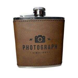 Leather Wrapped Stainless Steel 6 ounce Flask